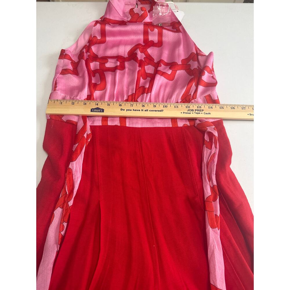 Traffic People NWT Pink/Red Chain Print Halter Jumpsuit Wide Leg Medium Resort - Picture 11 of 13